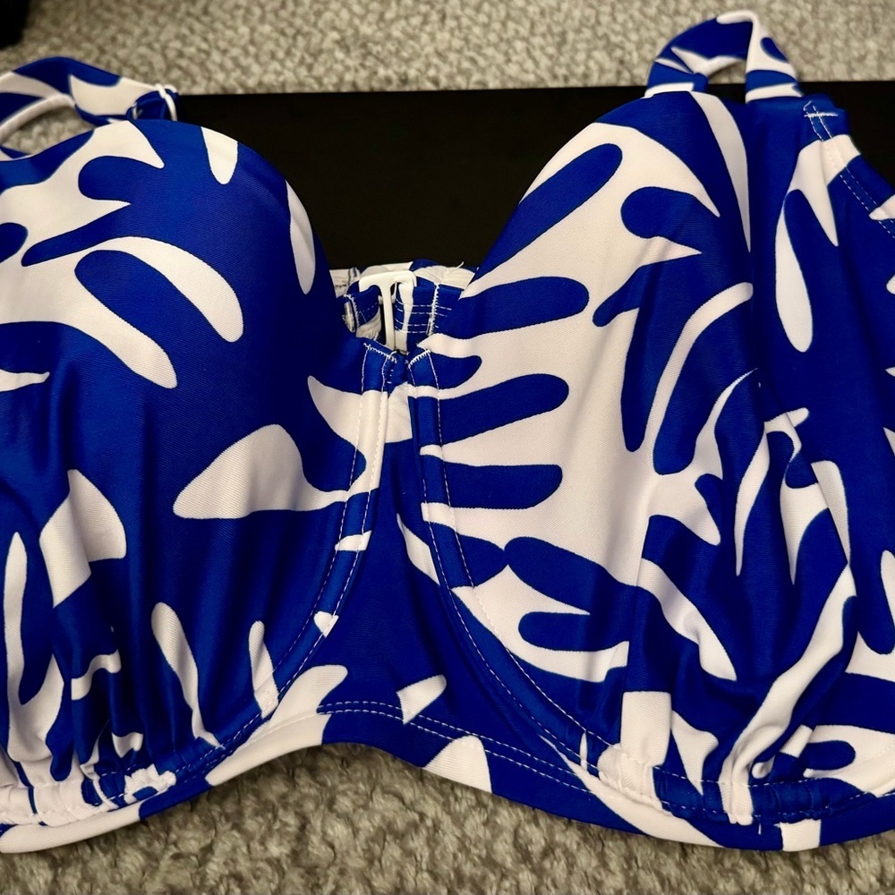 ⭐️⭐️$5‎  Kona Sol Blue and White Swim Top SZ 18 - NWT